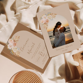 Boho Pampas Gräs Bröllopsbåge Inbjudningar