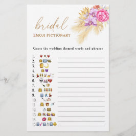 Boho pampas gräs bröllopsdusch emoji pictionary