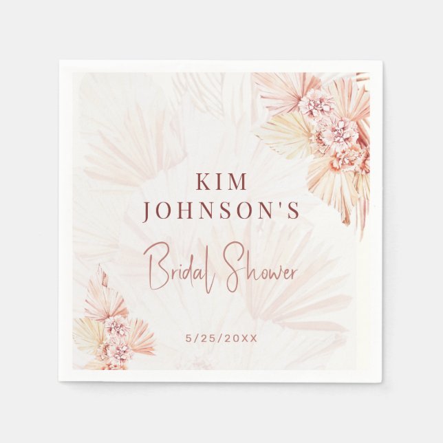 Boho Pampas Gräs Bröllopsfest Modern Bohemsk Pappersservett (Framsidan)