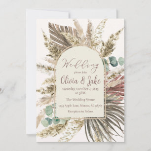 Boho Pampas Gräs Bröllopsinbjudan — Salvia Grön Inbjudningar