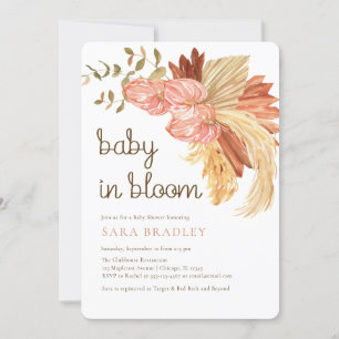boho pampas gräs eucalyptus anthurium Baby Shower Inbjudningar