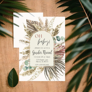Boho Pampas Gräs Könsbestämmande Inbjudan