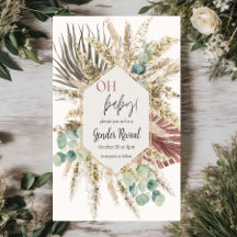 Boho Pampas Gräs Könsbestämningsinbjudan