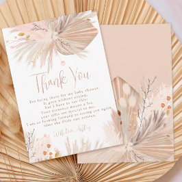 Boho pampas-gräs könsneutral chic babydusch tack kort