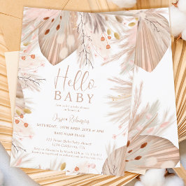Boho pampas-gräs könsneutral hej babydusch inbjudningar