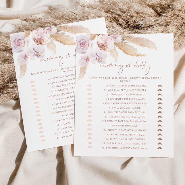 Boho pampas-gräs-mamma eller babyduschspel (Skapare uppladdad)