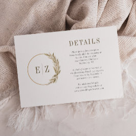 Boho Pampas Gräs Monogram Krans Beige Detaljer Tilläggskort