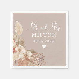 Boho Pampas Gräs Neutral Bröllop Pappersservett