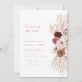 Boho pampas-gräs och dammig rosa-repetitionsmiddag inbjudningar