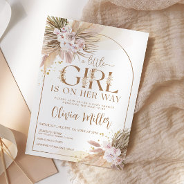 Boho Pampas Gräs Öken Flicka Baby Shower Inbjudningar