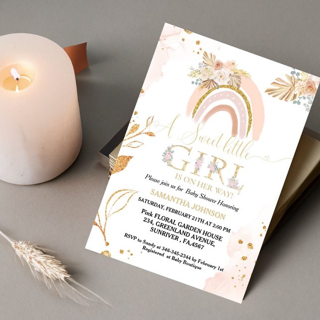 Boho Pampas Gräs Regnbåge Öken Flicka Baby Shower Inbjudningar (Skapare uppladdad)