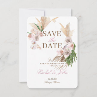 Boho Pampas Gräs Röda Blommor Spara datum Datumet