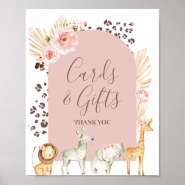 Boho Pampas Gräs Safari Djur Kort & Gåvor Pos Poster