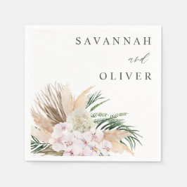 Boho Pampas Gräs Strand Blommig Namn Pappersservett