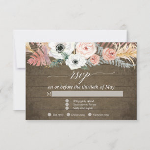 Boho Pampas Gräs Tropisk Blommig Lövverk RSVP OSA Kort