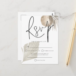 Boho Pampas gräsfläkt Bröllop RSVP Postkort Vykort