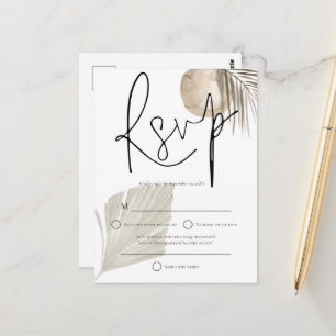 Boho Pampas gräsfläkt Bröllop RSVP Postkort Vykort