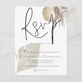 Boho Pampas gräsfläkt Bröllop RSVP Postkort Vykort