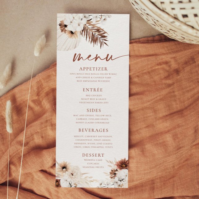 Boho Pampas Gräsmeny Meny (Skapare uppladdad)
