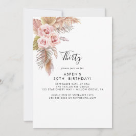 Boho Pampas Grass 30års födelsedag-inbjudan Inbjudningar