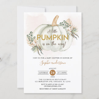 Boho Pampas Grass A Little Pumpkin Baby Shower Inbjudningar