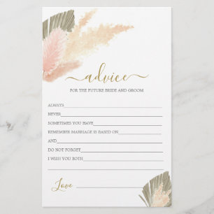 Boho Pampas Grass Advice for Bride Card