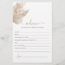 Boho Pampas Grass Advice for Bride Card