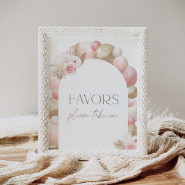 Boho Pampas Grass Arch Baby Shower-favoritskylt Poster