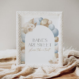 Boho Pampas Grass Arch Baby Shower Treat Sign Poster