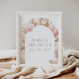 Boho Pampas Grass Arch Baby Shower Treat Sign Poster