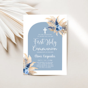 Boho Pampas Grass Arch First Heliga Communion Invi Inbjudningar