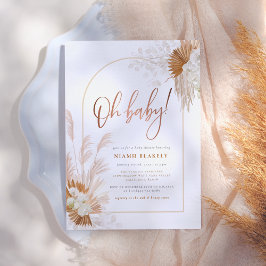 Boho Pampas Grass Arch Ro Guld Baby Shower Inbjudningar