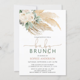 Boho Pampas Grass Baby Brunch Baby Shower Inbjudningar