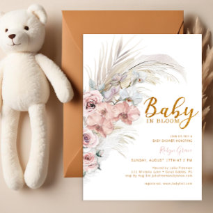 Boho Pampas Grass Baby i Bloom Shower-inbjudan Inbjudningar