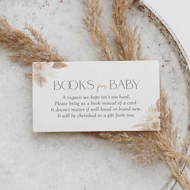 Boho Pampas Grass Baby Shower Bokar för Baby Tilläggskort (Skapare uppladdad)