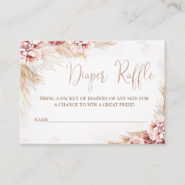 Boho Pampas Grass Baby Shower Diaper Raffle Insert Tilläggskort