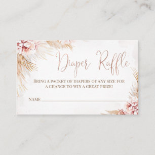 Boho Pampas Grass Baby Shower Diaper Raffle Insert Visitkort