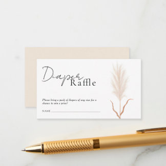 Boho Pampas Grass Baby Shower Diaper Raffle Tilläggskort