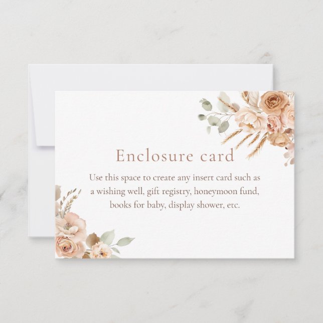 Boho Pampas Grass Baby Shower Enclosure Card Inbjudningar (Framsida)