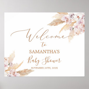 Boho Pampas Grass Baby Shower Girl Välkomstskylt Poster
