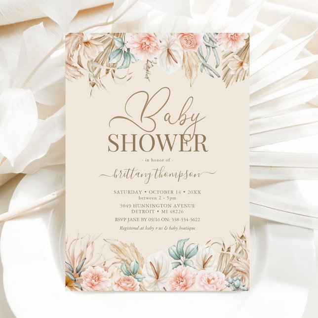 Boho Pampas Grass Baby Shower-inbjudan Inbjudningar (Skapare uppladdad)