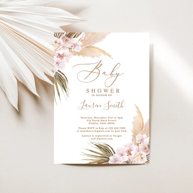 Boho pampas Grass Baby Shower Inbjudningar (Skapare uppladdad)