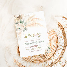 Boho Pampas Grass Baby Shower Inbjudningar