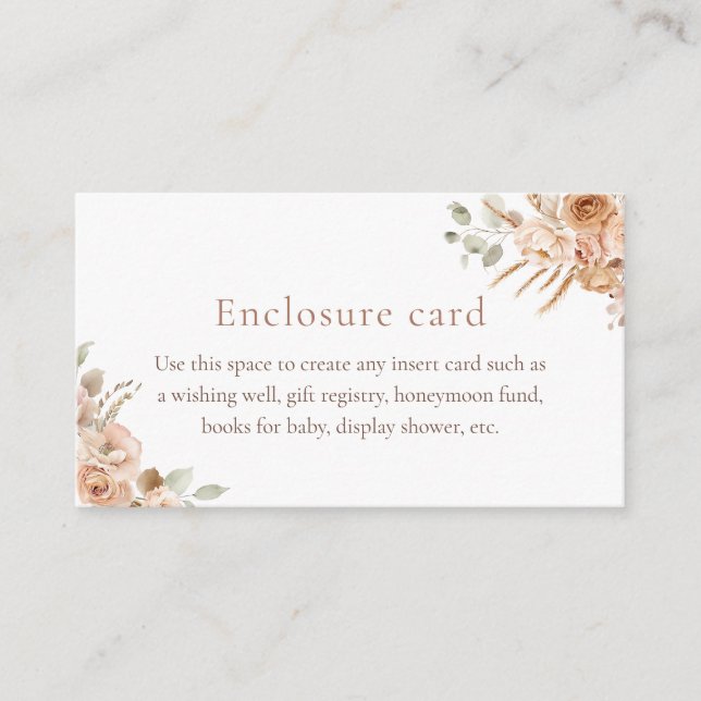 Boho Pampas Grass Baby Shower-kuvert Tilläggskort (Framsida)