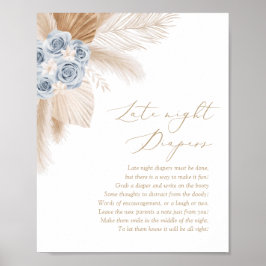 Boho Pampas Grass Baby Shower Late Night Diables Poster