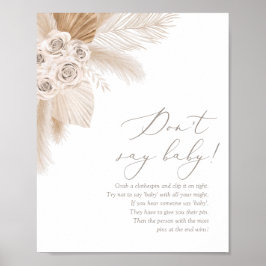 Boho Pampas Grass Baby Shower Late Night Diables Poster