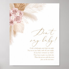 Boho Pampas Grass Baby Shower Late Night Diables Poster
