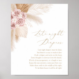 Boho Pampas Grass Baby Shower Late Night Diables Poster