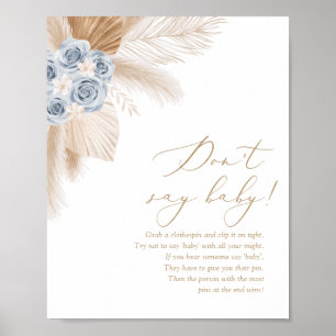 Boho Pampas Grass Baby Shower Late Night Diaper P Poster
