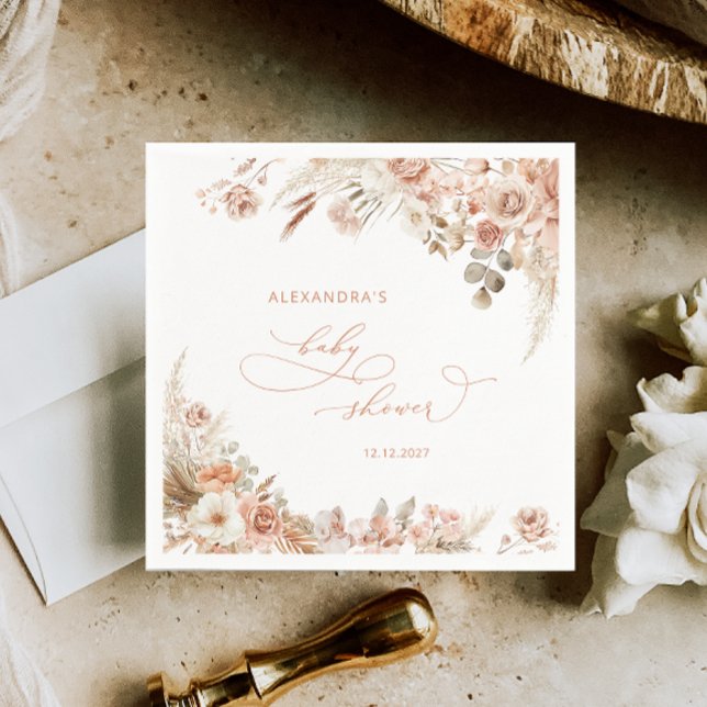 Boho Pampas Grass Baby Shower Pappersservett (Skapare uppladdad)